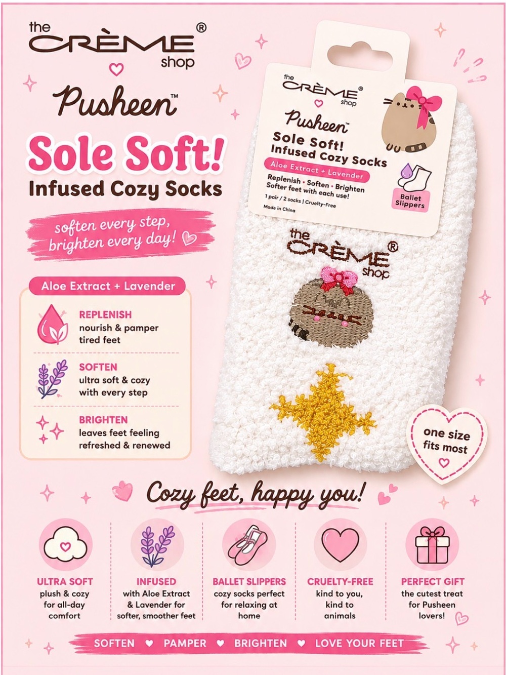 the CRÈME Shop Pusheen Cozy Socks - White Aloe & Lavender Infused